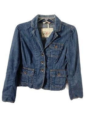 Gap Jeans 1969 Medium Wash Jean Jacket Blazer Button Front Long Sleeve Pockets